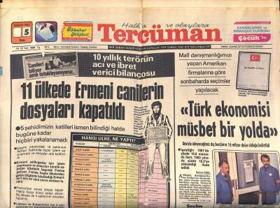 Tercüman Gazetesi 5 Nisan 1983 - 11 Ülkede Ermeni Canilerin Dosyaları Kapatıldı GZ118951 - 1