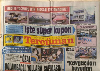 Tercüman Gazetesi 5 Ocak 1987 - Demirel 1987ye Sert Eleştirilerle Girdi GZ74735 - 1
