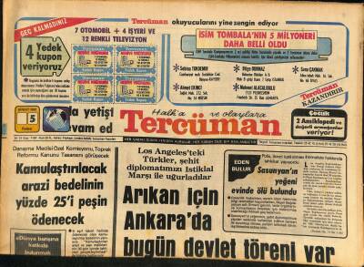 Tercüman Gazetesi 5 Şubat 1982 - Rauf Tamer Ve Aydoğdu Ilter Beraat Etti - Arıkan İçin Ankarada Bugün Devlet Töreni Var GZ126193 - 1