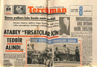 Tercüman Gazetesi 5 Temmuz 1968 - TMTF Binası Soyuldu - İşgal Hareketleri Fabrikalara Sıçradı GZ123558 - 1