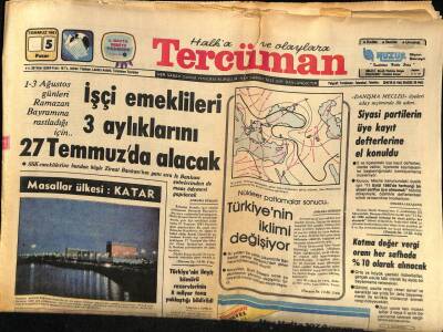 Tercüman Gazetesi 5 Temmuz 1981 - İşçi Emeklileri 3 Aylıklarını 27 Temmuzda Alacak GZ68652 - 1