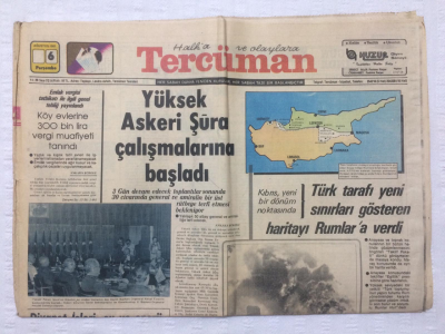 Tercüman Gazetesi 6 Ağustos 1981 - Türk Tarafı Yeni Sınırları Gösteren Haritayı Rumlara Verdi - GZ17329 - 1