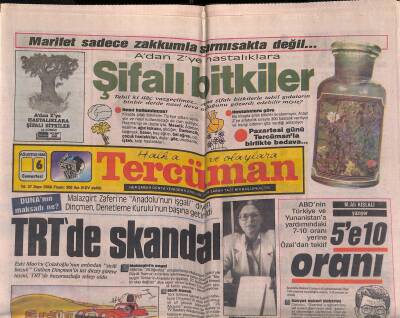 Tercüman Gazetesi 6 Ağustos 1988 - TVnin Reklam Silahı da Geri Tepiyor * Zeki Müren - Belkıs Akkale - Kayahan - TRTde Skandal GZ118913 - 1