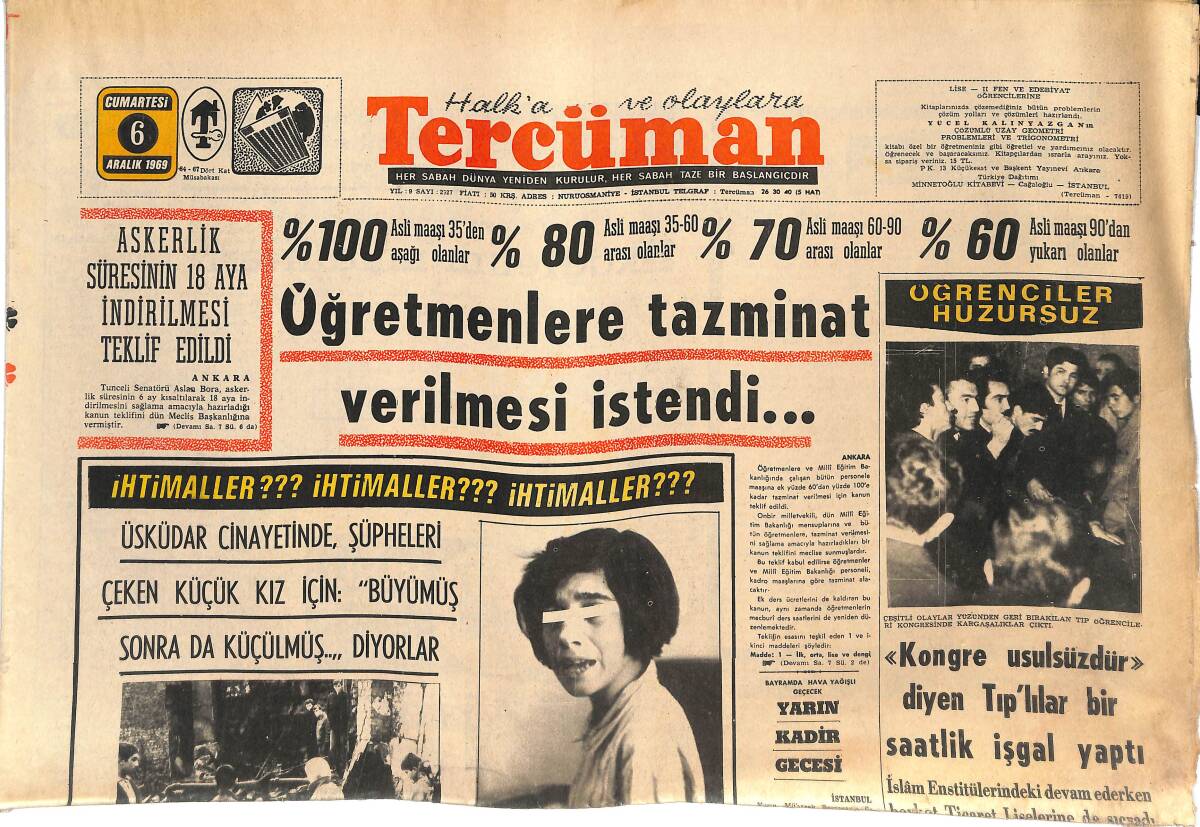 Tercüman Gazetesi 6 Aralık 1969 - Şefik Teti, Seyfi Tatar'ın Profesyonelliğine Karşı Çıktı - Galatasaray'ın Başı Darda! GZ144749 - 1