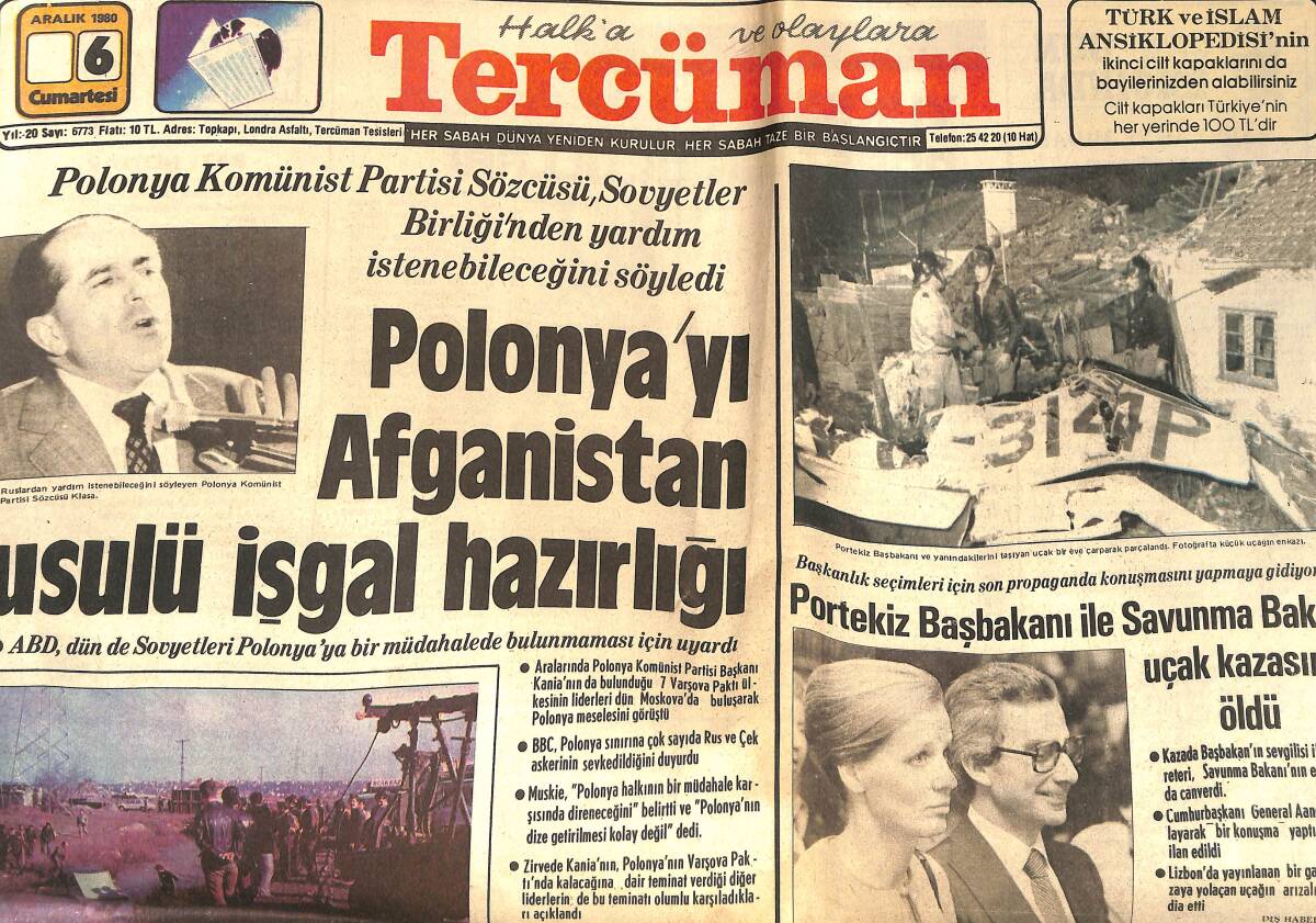 Tercüman Gazetesi 6 Aralık 1980 - Polonya'yı Afganistan Usulü İşgal Hazırlığı - Bülent Ersoy : Benimde En Büyük Arzum Gelin Olmak GZ160913 - 1