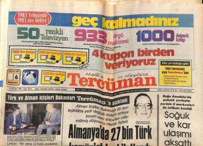 Tercüman Gazetesi 6 Aralık 1982 - Almanyada 27 Bin Komünist Teşlkilatlandı GZ53850 - 1
