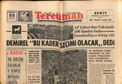 Tercüman Gazetesi 6 Ekim 1965 - AP Lideri Dün Taksimde 100 Binden Fazla İstanbulluya Hitap Etti GZ70795 - 2