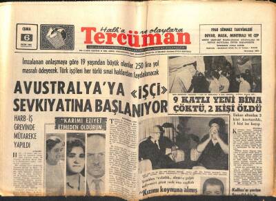 Tercüman Gazetesi 6 Ekim 1967 - 9 Katlı Yeni Bina Çöktü, 2 Kişi Öldü. - Avustralya ya İşçi Sevkiyatına Başlanıyor. GZ123659 - 1