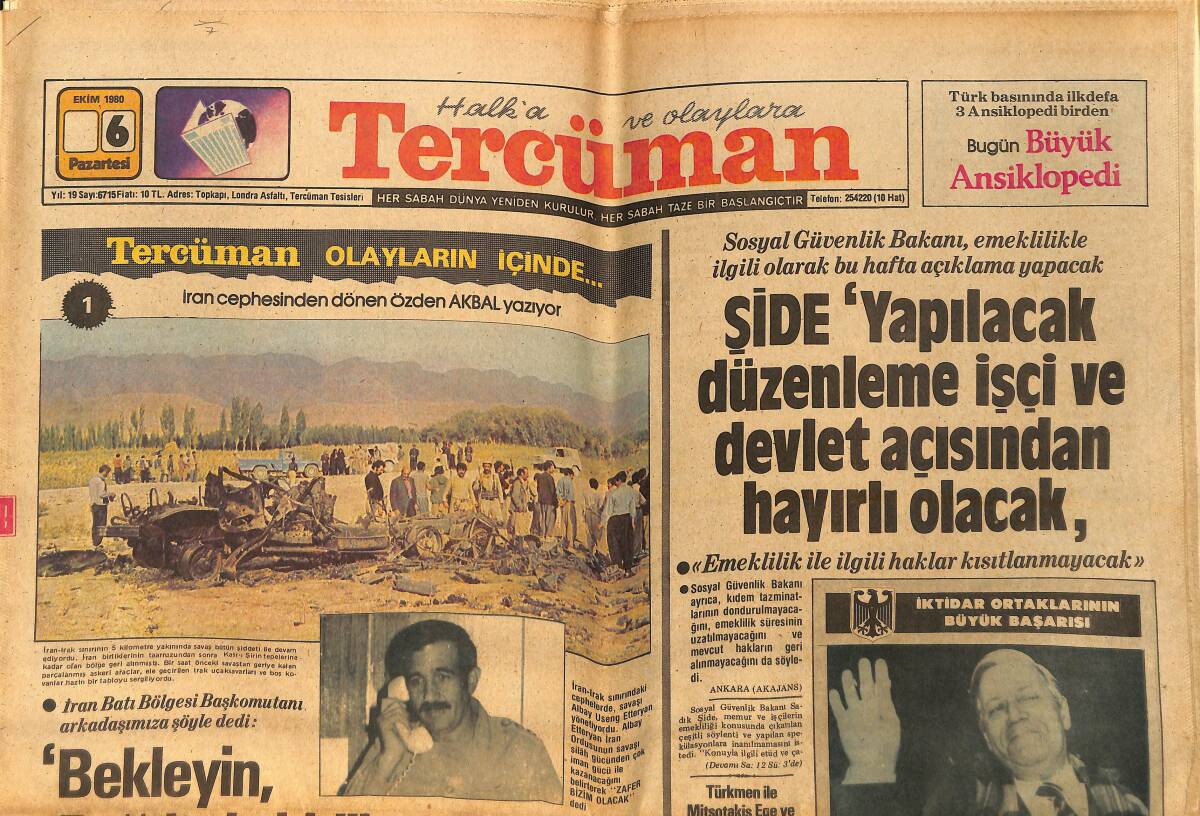 Tercüman Gazetesi 6 Ekim 1980 - Vizesiz Türkler Almanya Sınırından Geri Gönderildi - Caroline, Eşi Junot'dan Ayrılmak İçin Boşanma Davası Açtı GZ159128 - 1
