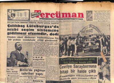 Tercüman Gazetesi 6 Eylül 1956 - Çelikbaş Lüleburgazda Nisbi Seçim Sistemine Gidilmesi Elzemdir dedi GZ118947 - 1