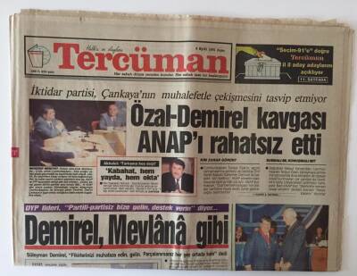 Tercüman Gazetesi 6 Eylül 1991 - Özal - Demirel Kavgası ANAPı Rahatsız Etti GZ11290 - 2