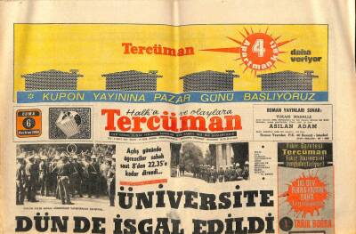 Tercüman Gazetesi 6 Haziran 1969 - Üniversite Dünde İşgal Edildi GZ54474 - 1