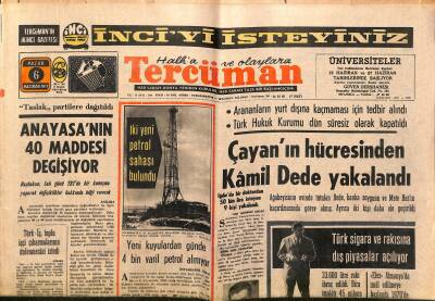 Tercüman Gazetesi 6 Haziran 1971 - Çayanın Hücresinde Kamil Dede Yalakandı. - Kaçakçılığı Önlemek İçin Çay Fiat İndirilecek. GZ123665 - 1