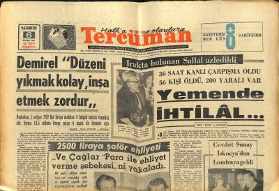Tercüman Gazetesi 6 Kasım 1967 - Süreyya , Sidneyde Yatağa Düştü - Yemende İhtilâl GZ123413 - 1