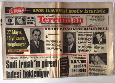 Tercüman Gazetesi 6 Mart 1975 - 27 Mayıs 15 Yıl Sonra Yargılanıyor GZ11347 - 2