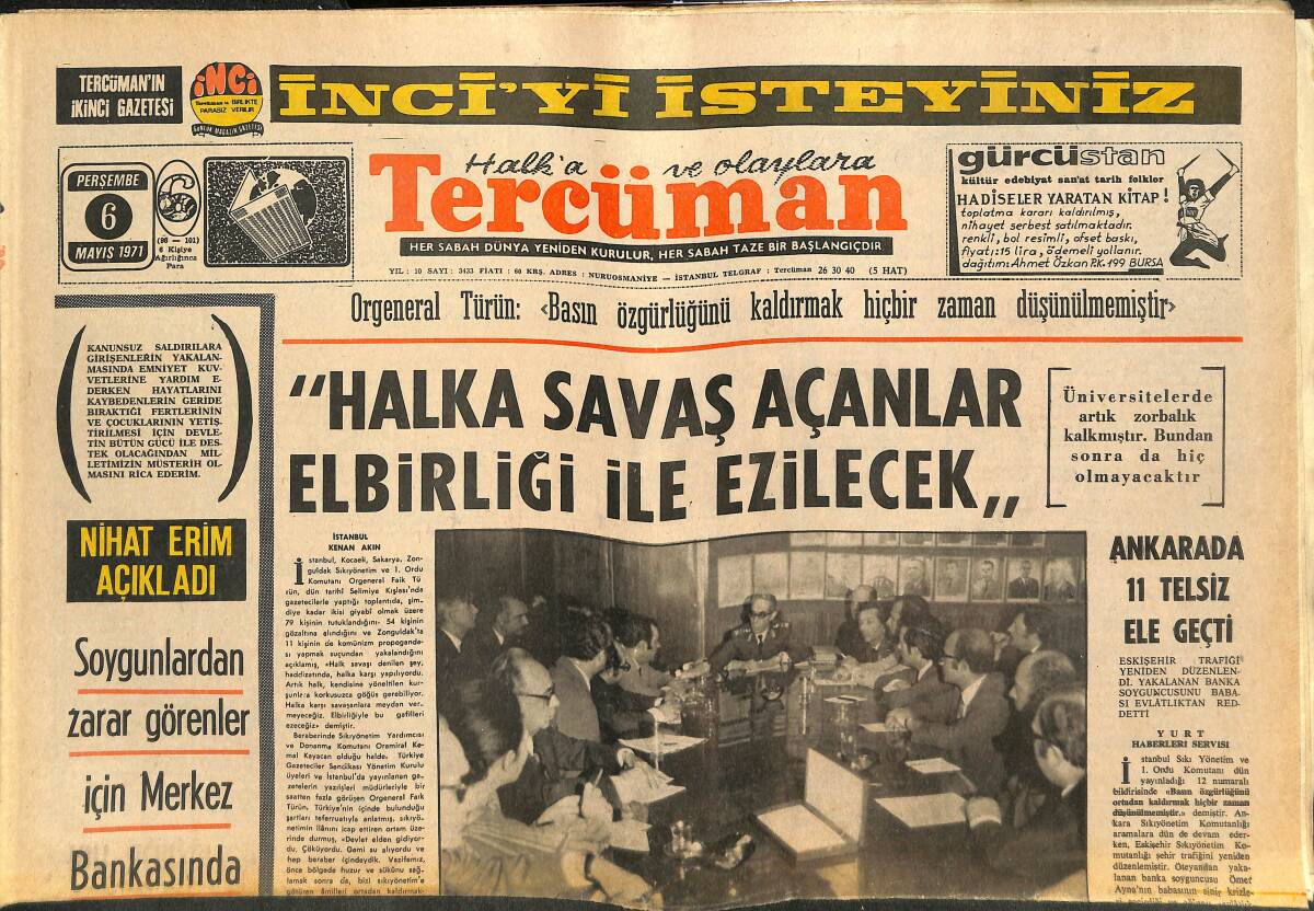 Tercüman Gazetesi 6 Mayıs 1971 - Yaman Toprağa Verilirken İstanbullular Ağlıyordu - Fenerbahçe Kupanın Yolunu Şaşırdı GZ141666 - 1