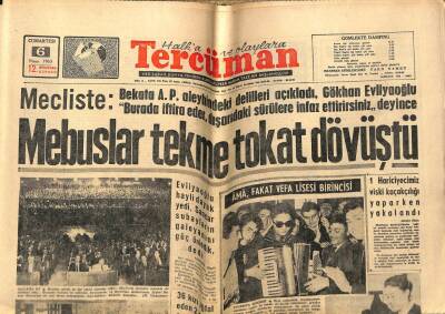 Tercüman Gazetesi 6 Nisan 1963 - Mecliste Mebuslar Tekme Tokat Dövüştü,Hem Kadın Hem Erkek Olan Bayram Askere Gidiyor GZ54080 - 1