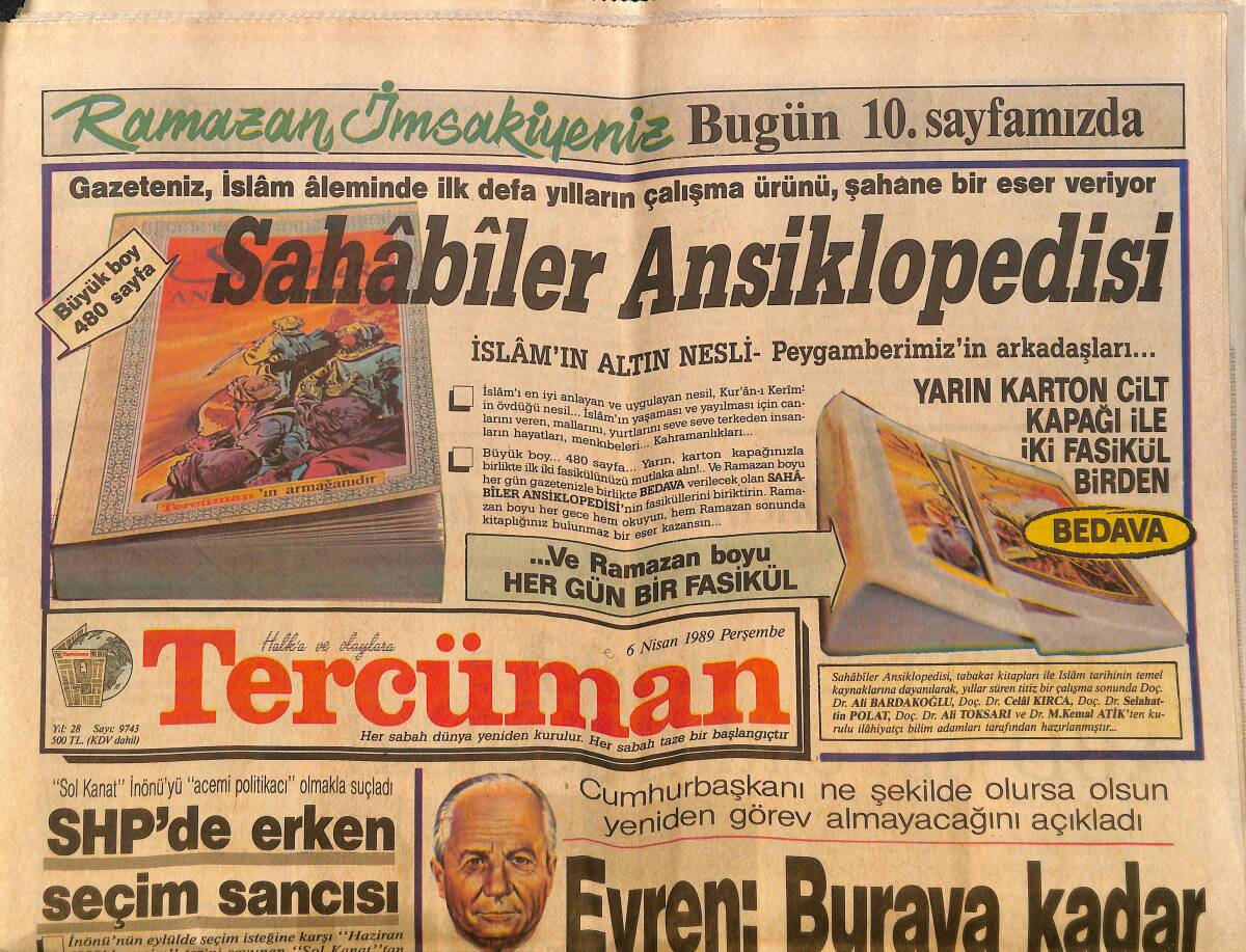 Tercüman Gazetesi 6 Nisan 1989 - ANAP'a Seçimi File Kaybettirdi - SHP'den Erken Seçim Sancısı GZ150313 - 1