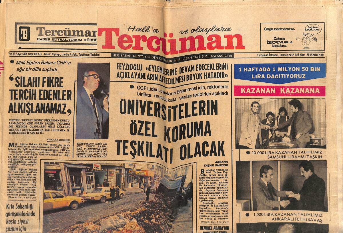 Tercüman Gazetesi 6 Ocak 1977 - Fen Fakültesindeki Kavgada 8 Kişi Yaralandı , Okul Kapatıldı GZ160306 - 1