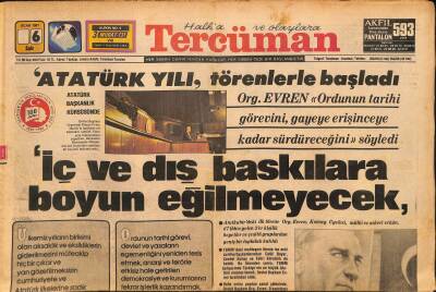 Tercüman Gazetesi 6 Ocak 1981 - Org. Evren İç Ve Dış Baskılara Boyun Eğilmeyecek - Trabzonspor Rekor Peşinde Koşuyor !.. GZ126018 - 1