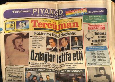 Tercüman Gazetesi 6 Ocak 1985 - Özdağlar İstifa Etti GZ84213 - 1