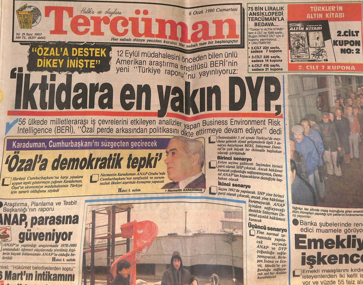Tercüman Gazetesi 6 Ocak 1990 - Batı Trakya Toprakları Pontuslulara Verilemez - Emekliye İşkence - Anap Parasına Güveniyor GZ132714 - 1