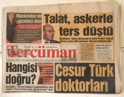 Tercüman Gazetesi 6 Ocak 2007 - Talat , Askerle Ters Düştü GZ7265 - 1