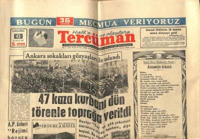Tercüman Gazetesi 6 Şubat 1963 - 47 Kaza Kurbanı Dün Toprağa Verildi GZ54084 - 1
