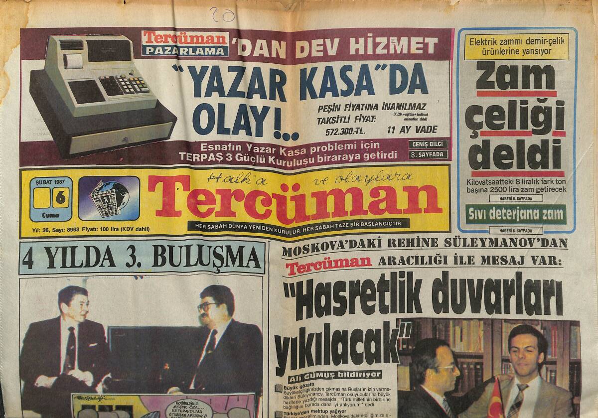 Tercüman Gazetesi 6 Şubat 1987 - Moskova'daki Rehine Süleymanov'dan Mesaj Var: Hasretlik Duvarları Yıkılacak GZ152101 - 1