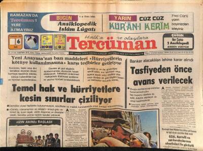 Tercüman Gazetesi 6 Temmuz 1982 - Yeni Anayasada Temel Hak Ve Hürriyetlere Kesin Sınırlar Çiziliyor GZ54433 - 1