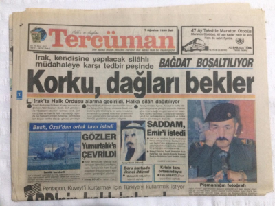 Tercüman Gazetesi 7 Ağustos 1990 - Bağdat Boşaltılıyor Korku Dağları Bekler, ABDnin Irakı İmha Planı - GZ21192 - 1