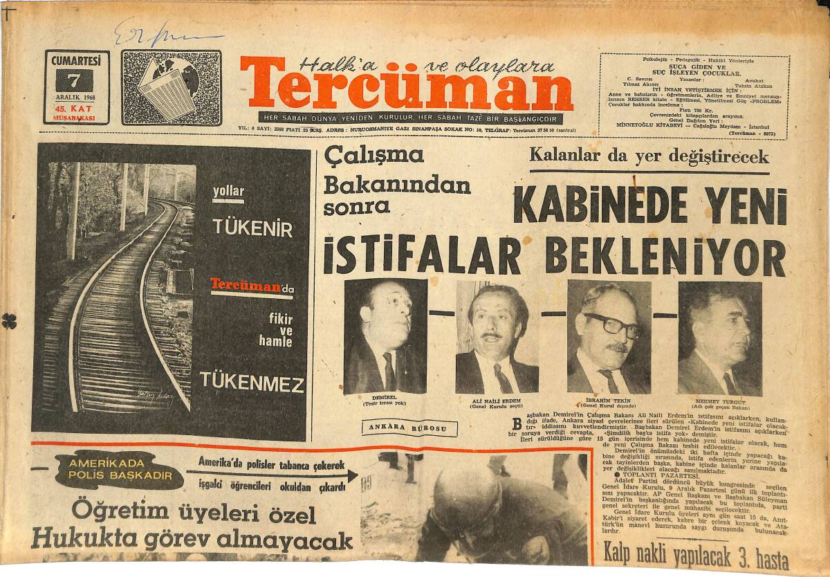 Tercüman Gazetesi 7 Aralık 1968 - Marlon Brando Hostese Sordu : Kübaya Mı Gidiyoruz ? GZ144811 - 1