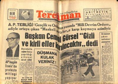 Tercüman Gazetesi 7 Ekim 1962 - Başkan Cemal Gürsel Gizli Ve Kirli Eller Kırılacaktır Dedi GZ53879 - 1