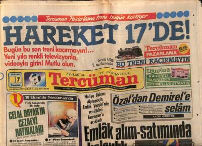 Tercüman Gazetesi 7 Ekim 1985 - Doğum Günü Hediyesi GZ55090 - 1