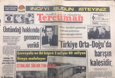 Tercüman Gazetesi 7 Haziran 1974 - Türkiye Orta-Doğuda Barışın Kalesidir - GZ12754 - 1