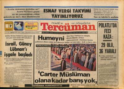 Tercüman Gazetesi 7 Haziran 1982 - İstanbul Şampiyonluk Maçında Karnaval Havasını Yaşadı - İsrail , Güney Lübnanı İşgale Başladı GZ126089 - 1