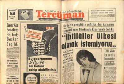 Tercüman Gazetesi 7 Kasım 1963 - Enver Aka Senatoya 35. Turda Başkan Seçildi GZ67631 - 2