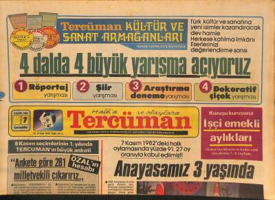 Tercüman Gazetesi 7 Kasım 1984 - Reagan Seçim Zaferini Kutluyor - THK Genel Başkanı Oral THY Genel Müdürü Oldu GZ126562 - 1