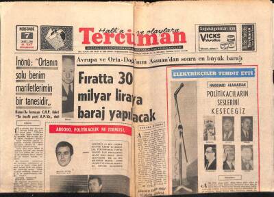 Tercüman Gazetesi 7 Mart 1968 - Avrupa Ve Orta - Doğunun Assuandan Sonra En Büyük Barajı GZ65675 - 2