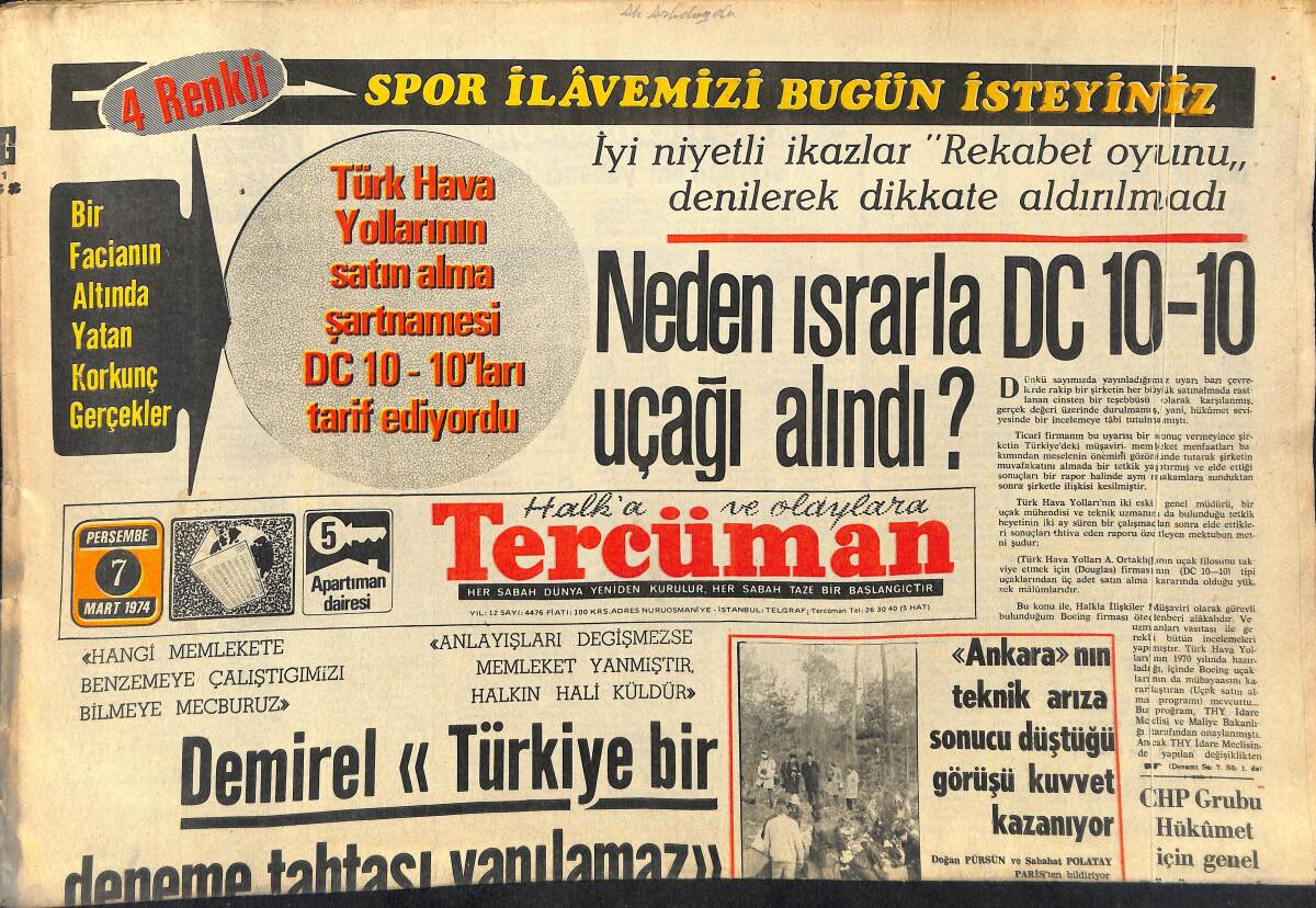 Tercüman Gazetesi 7 Mart 1974 - Tahliye Talebi Reddedilen Sanıklardan Bazıları Ve Yılmaz Güney Duruşmada - Muhammed Ali: Ringden Şampiyon İneceğim GZ145895 - 1