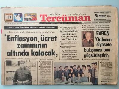 Tercüman Gazetesi 7 Mart 1981 Kenan Evren Ordunun Siyasete Bulaşması Onu Güçsüzleştirir -GZ14677 - 1