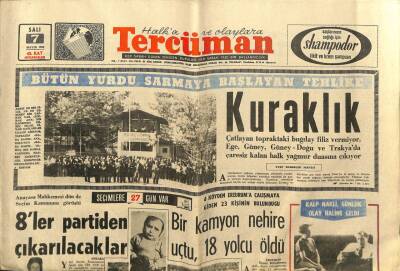 Tercüman Gazetesi 7 Mayıs 1968 - Bütün Yurdu Sarmaya Başlayan Tehlike Kuraklık GZ76007 - 1