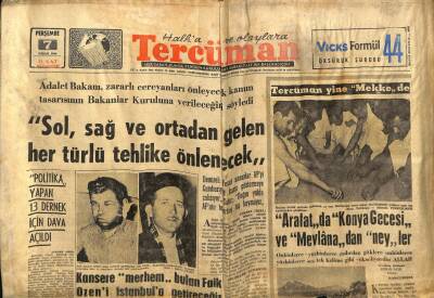 Tercüman Gazetesi 7 Nisan 1966 - Sol Sağ Ve Ortadan Gelen Her Türlü Tehlike Önlenecek GZ54699 - 1