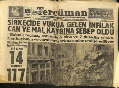 Tercüman Gazetesi 7 Ocak 1959 - Sirkecide Vukua Gelen İnfilak Can Ve Mal Kaybına Sebep Oldu GZ98528 - 1