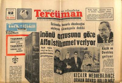 Tercüman Gazetesi 7 Ocak 1963 - İnönü Arzusuna Göre Affa İstikamet Veriyor GZ67554 - 2