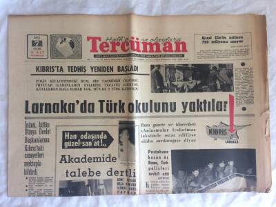 Tercüman Gazetesi 7 Ocak 1964 - Larnakada Türk Okulunu Yaktılar GZ73658 - 1