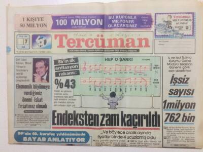 Tercüman Gazetesi 7 Ocak 1986 - İşsiz Sayısı 1 Milyon 762 Bin GZ53425 - 1