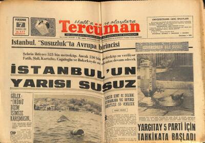 Tercüman Gazetesi 7 Temmuz 1966 - İstanbul , Susuzlukta Avrupa Birincisi - Yargıtay 5 Parti İçin Tahkikata Başladı GZ123591 - 1