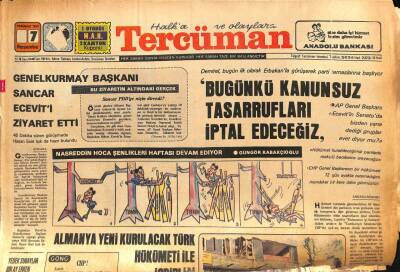 Tercüman Gazetesi 7 Temmuz 1977 - Genelkurmay Başkanı Sancar Eceviti Ziyaret Etti GZ90594 - 1