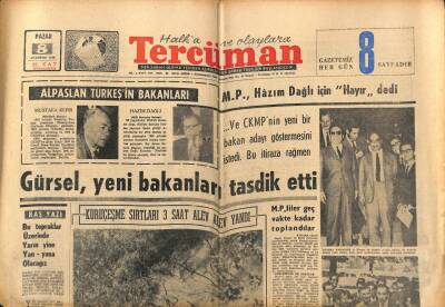 Tercüman Gazetesi 8 Ağustos 1965 - Alparslan Türkeşin Bakanları GZ70842 - 2